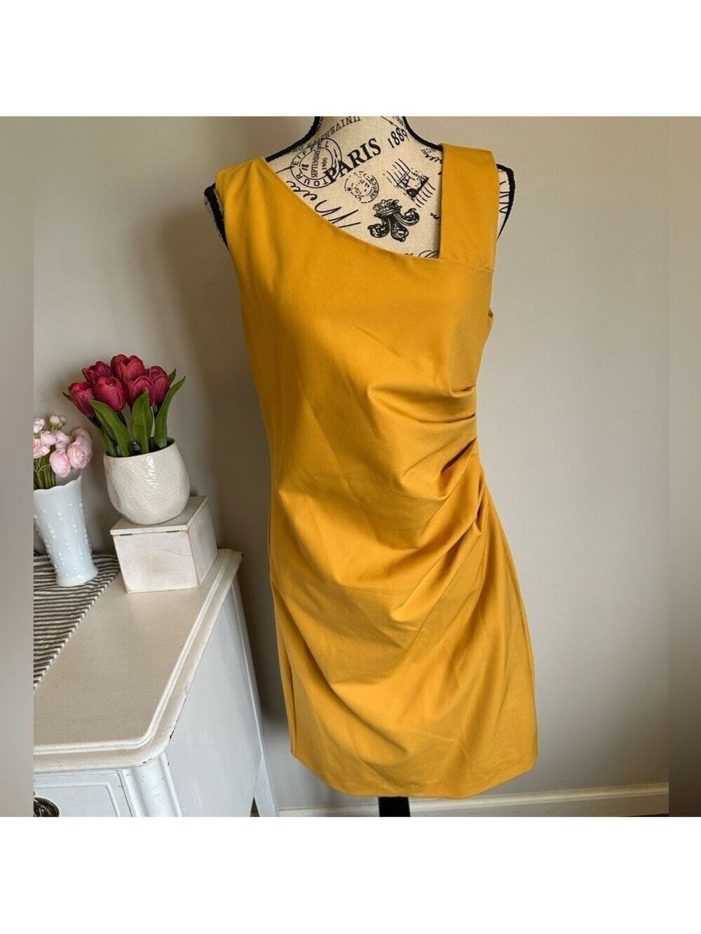 Sacred Heart Collection  Mustard Yellow Asymmetrical Dress Size Small